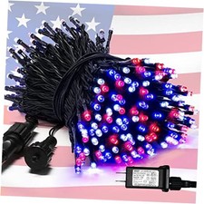 66ft Red White and Blue Lights Outdoor, 200 LED Red White Blue Connectable