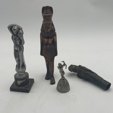 Job Lot Metal Figurines – Egyptian Pharaoh, Nude Lady, Cherub Bell & Bird Handle