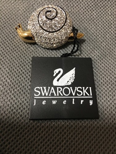 Vintage Swarovski Crystal Swan Signed Snail Pin Brooch New w Tag retail $95.00