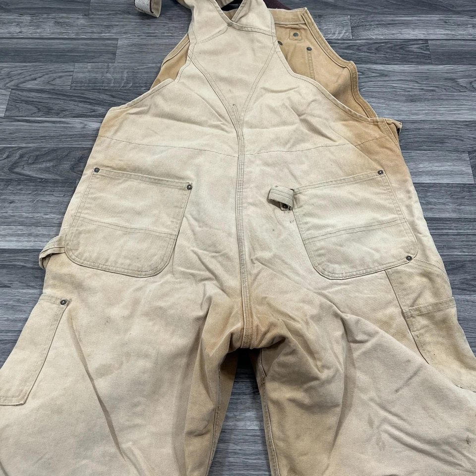 CARHARTT Adjustable Straps Brown Denim Jeans Bib Overalls Men's Size 40 x 32 - Image 3 of 4