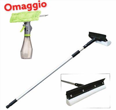 Spazzola lavavetri manuale 2 in 1 con spugna morbida e spugna in silicone per la pulizia delle finestre di casa