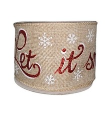 Let it Snow  Snowflake Ribbon Wired Burlap 2.5" Glitter Ribbon 5 Yard roll