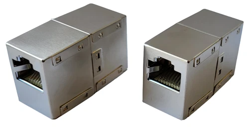 2er Set CAT7 LAN Kabel METALL Verbinder Kupplung RJ45 Netzwerk Verlängerung