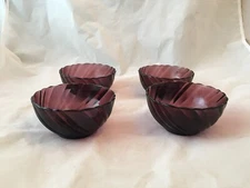 4 Duralex Amethyst / Purple Dessert  Bowls / Swirl Pattern /  Made in France 