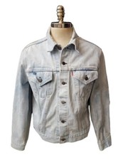 VTG Levi Denim Trucker Jacket Type 3 70505-0217 Light Distressed Size 48 USA