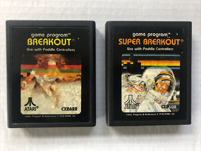 Vtg Atari 2600 Super Breakout + Breakout Game Cartridge 1978 Space Untested