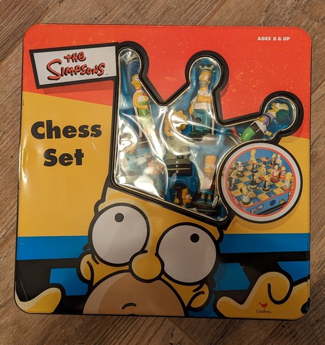 The Simpsons 2000 3D Chess Set Tin Collector's Box Cardinal Games