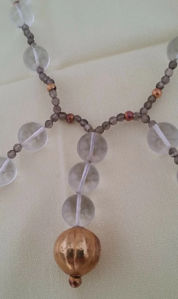 COLLANA VINTAGE ANNI '90 - CON PENDENTE E SIMILPERLE TRASPARENTI - CON CUSTODIA - Immagine 2 di 4