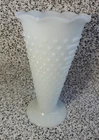 Vintage Fenton white milk glass hobnail vase 9 1/2"