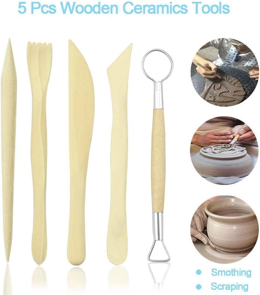 Pottery Sculpting Tool Set Wood and Metal Modelling Clay Complete Tools Set UK - Image 4 of 4