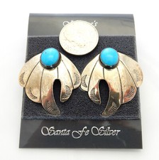 Handmade Southwestern Sterling Silver Sleeping Beauty Turquoise Post Earrings
