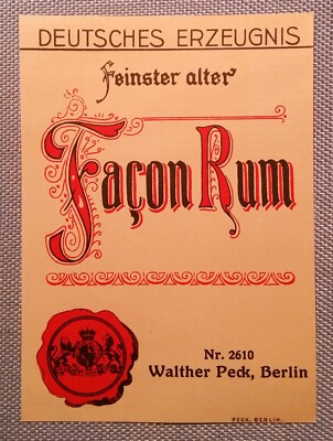 Old Rum Label Pattern Label Bottle Label Label Facon Rum Peck Berlin