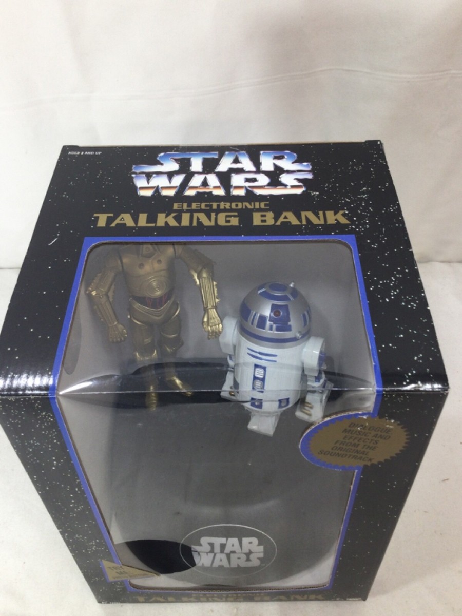 1995 Vintage Star Wars R2D2 & C3PO Coin Bank Eletronic Talking New