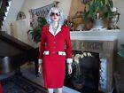 <!--F#f_0-->St. John Red & Ivory Knit Skit & Jacket Suit w/Black Trim Detail Size 4-2<!--F/-->