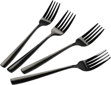 Black Stainless Steel Dessert/Salad Forks, Set of 16