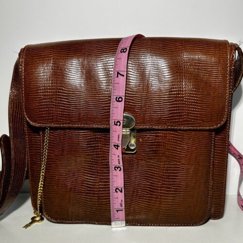 Gino Ferruzzi Bag Firenze Italy Leather Purse Shoulder Handbag Brown W/ Key VTG - Picture 3 of 9