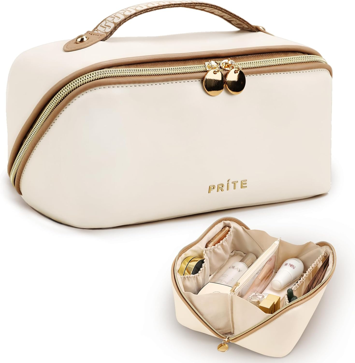 Spacious Waterproof PU Leather Cosmetic Bag for Women - Perfect Christmas Gift  