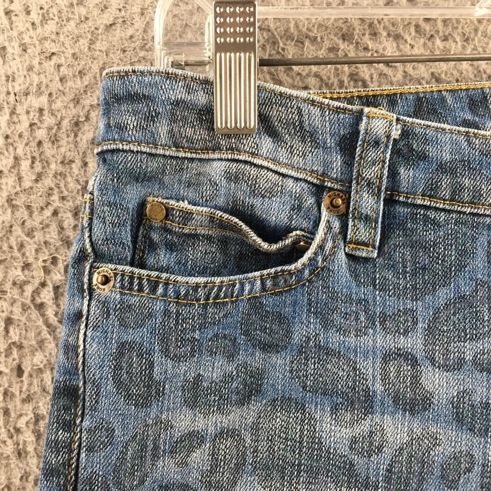 Pantalones de mezclilla ajustados Michael Kors para mujer 6 (real 31x29,5) azul estampado cachemir cremallera Foto 3 de 4