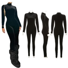 Womens Jumpsuit Training Bodysuit Stylish Leotard Gymnastics Clubwear Velvet