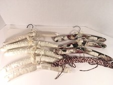 Vintage Padded Clothes Lingerie Hangers Retro Floral White Satin Bows Lot Of 9