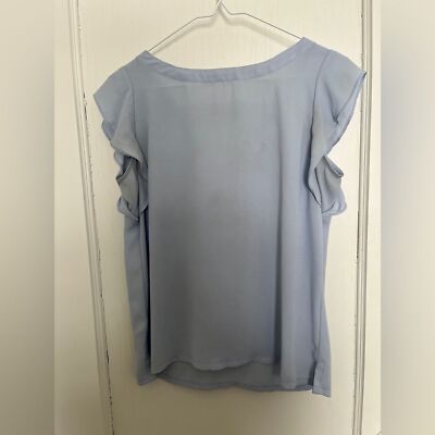 Loft, lt blue flutter sleeve top, XS
