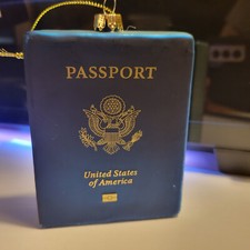 NEW Passport United States of America Blown Glass Ornament New