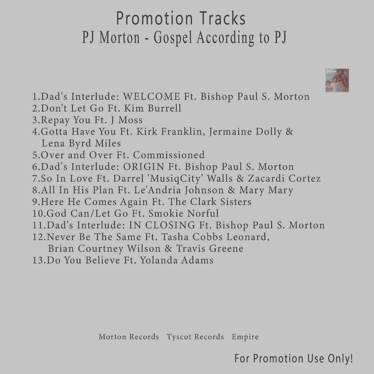 Gospel, R&B/Soul.. White CD. PJ Morton - Gospel According to PJ | eBay