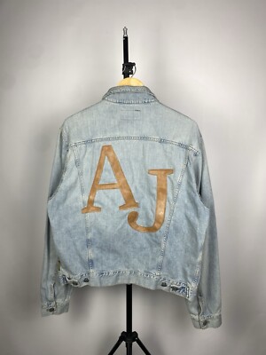 Vintage 90s Armani Jeans BIG LOGO Denim Jacket Men's M Size | eBay