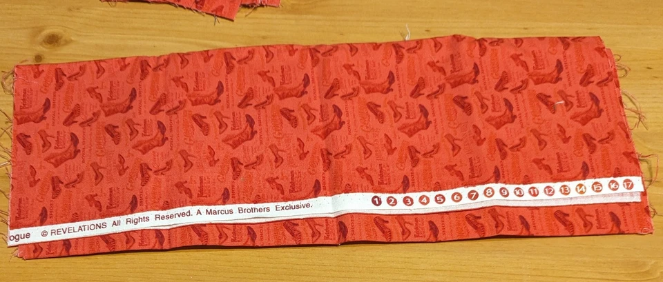 Old Style Ladies Shoes on Red Cotton Fabric. (31) 4.25" Squares & 15" x 42" Cut - Image 2 of 2