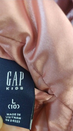 GAP Kids Girls Large (10) Dusty Pink Satin Quilted Reversible Fur Puffer Vest - Picture 6 of 6