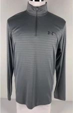 Under Armour Mens XL Velocity Embossed 1/4 Zip Shirt Gray Striped Heat Gear