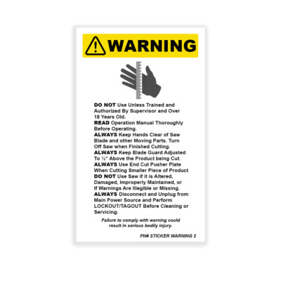 Sticker, Danger Exposed Blade Decal fitting Biro saws and other food processi...