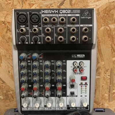 Behringer Xenyx Q802 USB 8 Channel 2 Bus Analog Mixer Mic Preamp