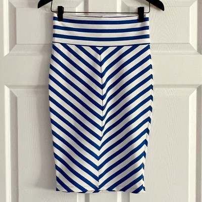 BEBE classic high waist blue and white Pencil skirt size S NWT