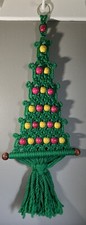 VINTAGE 34  MACRAME  WOOD BEADS WALL HANGING CHRISTMAS TREE DECOR