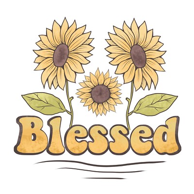 3  Blessed Sunflower Sticker Cute Summer Flower Pot Thankful