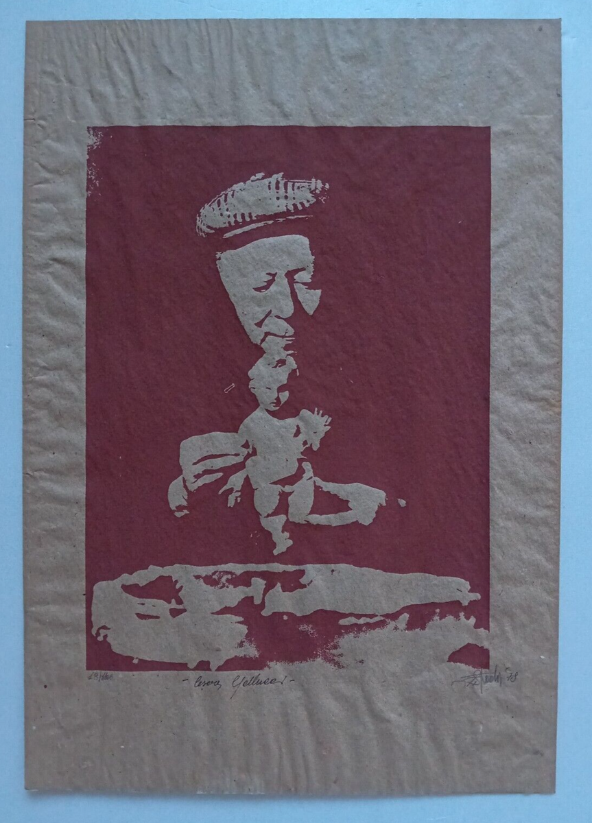 Serigrafia Carta a mano Cesare Gallucci Lecce 1978 Firmata 48x33