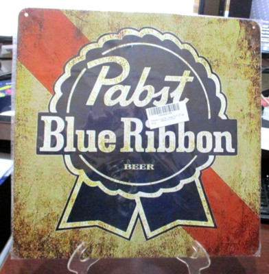 BIG Metal sign retro PABST BLUE RIBBON BEER approx 12” x12