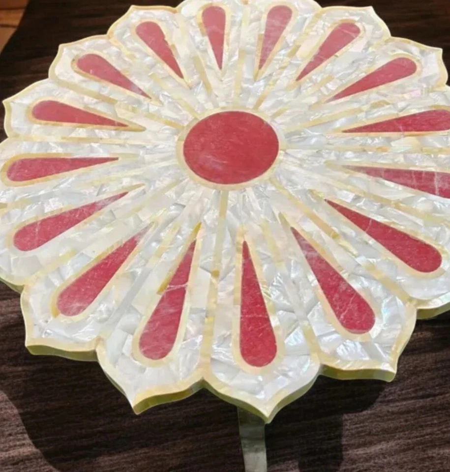 18" Flower Marble And Mother Of Pearl Coffee Table Top Unique Home Decor - Image 4 of 4