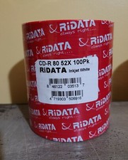100-Pak RITEK/RIDATA WHITE INKJET HUB PRINTABLE 52X 80-Min CD-R's