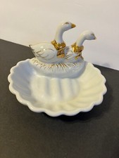 Vintage 2 Gold Trimmed Swans Wall Soap Dish