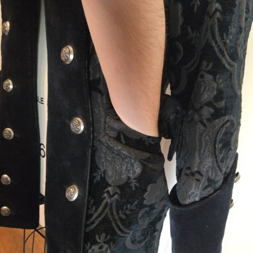 Shrine Hollywood California black brocade gothic steampunk military vampire coat image 18
