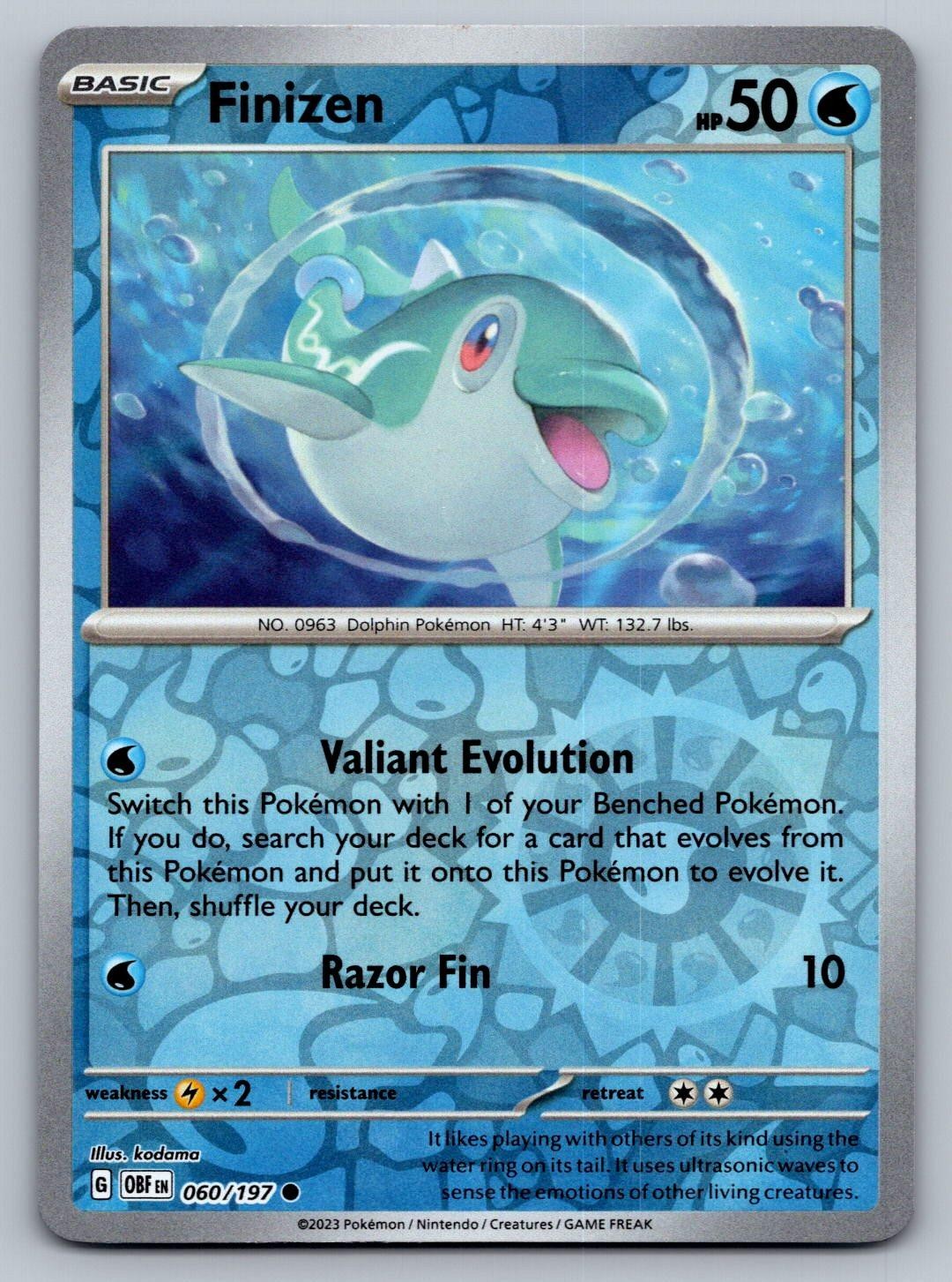 Finizen 060/197 Common Obsidian Flames Pokemon Reverse Holo Near Mint