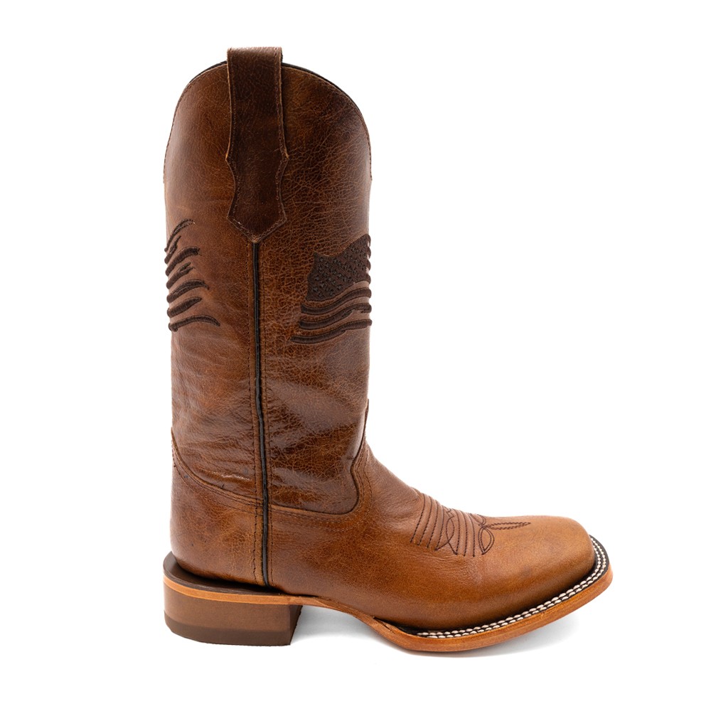 Ferrini Patriot Embroidered Square Toe Cowboy  Mens Brown Casual Boots 1469329