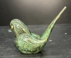 New ListingVintage Murano Millefiori  Art Glass Bird  Figurine with Yellow and Green Swirls