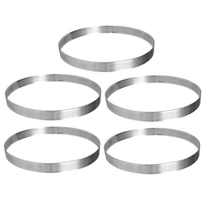 5Pack 20cm Circular Tart Rings with Holes Stainless Steel Fruit Pie Quiches1989