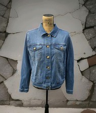NWT SZ L Seven7 Women's Stretch Blue Jean Jacket Button  Slash Pockets