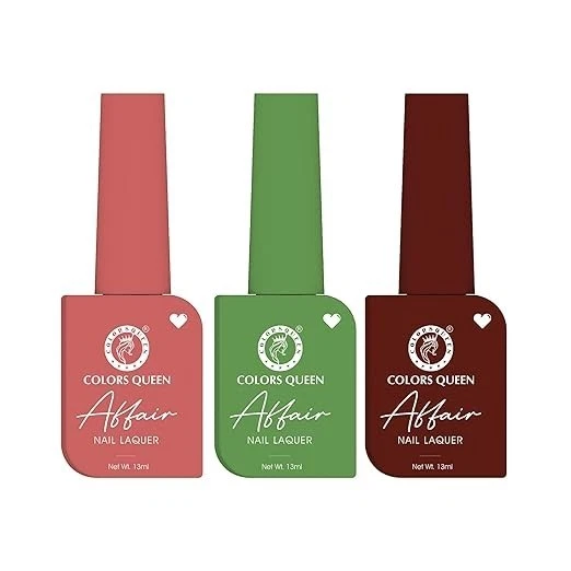 Colors Queen Affair Nail Polish Set of 3 - 15 Blushing Petal, 24 Grasshopper Green