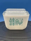 Vintage Pyrex 501-B Country Festival Rooster Green 1½ Cup Casserole Dish w/ Lid