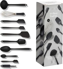 GIR: Get It Right 10-Piece Cooking Utensils Set - Black Silicone - Spatula Set